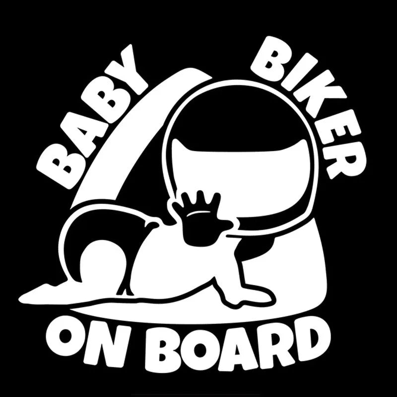 Reflective Baby On Board warning car sticker in black and white colour options.