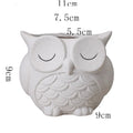 Handmade frosted ceramic flower pot with cartoon owl design for succulents.