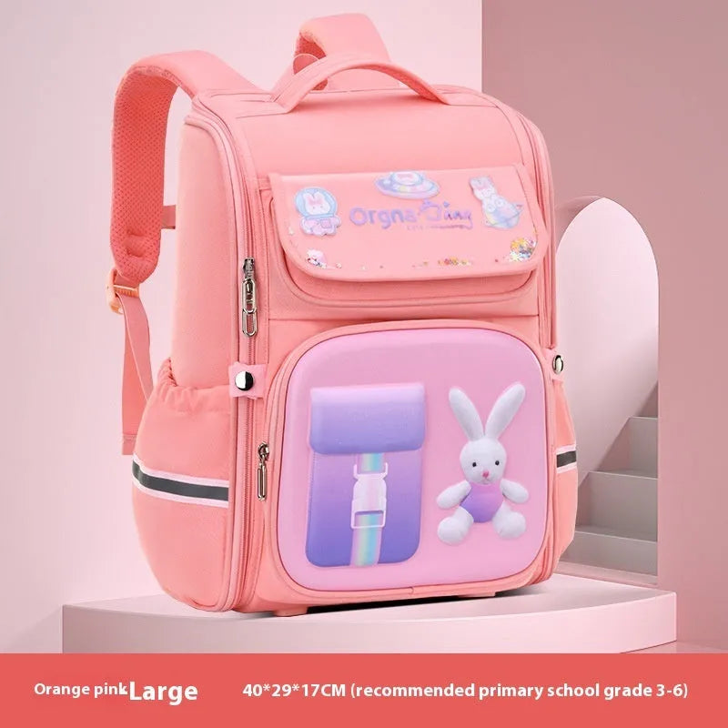 Children's cartoon backpack with animal patterns featuring airpillow straps and waterproof Oxford cloth construction