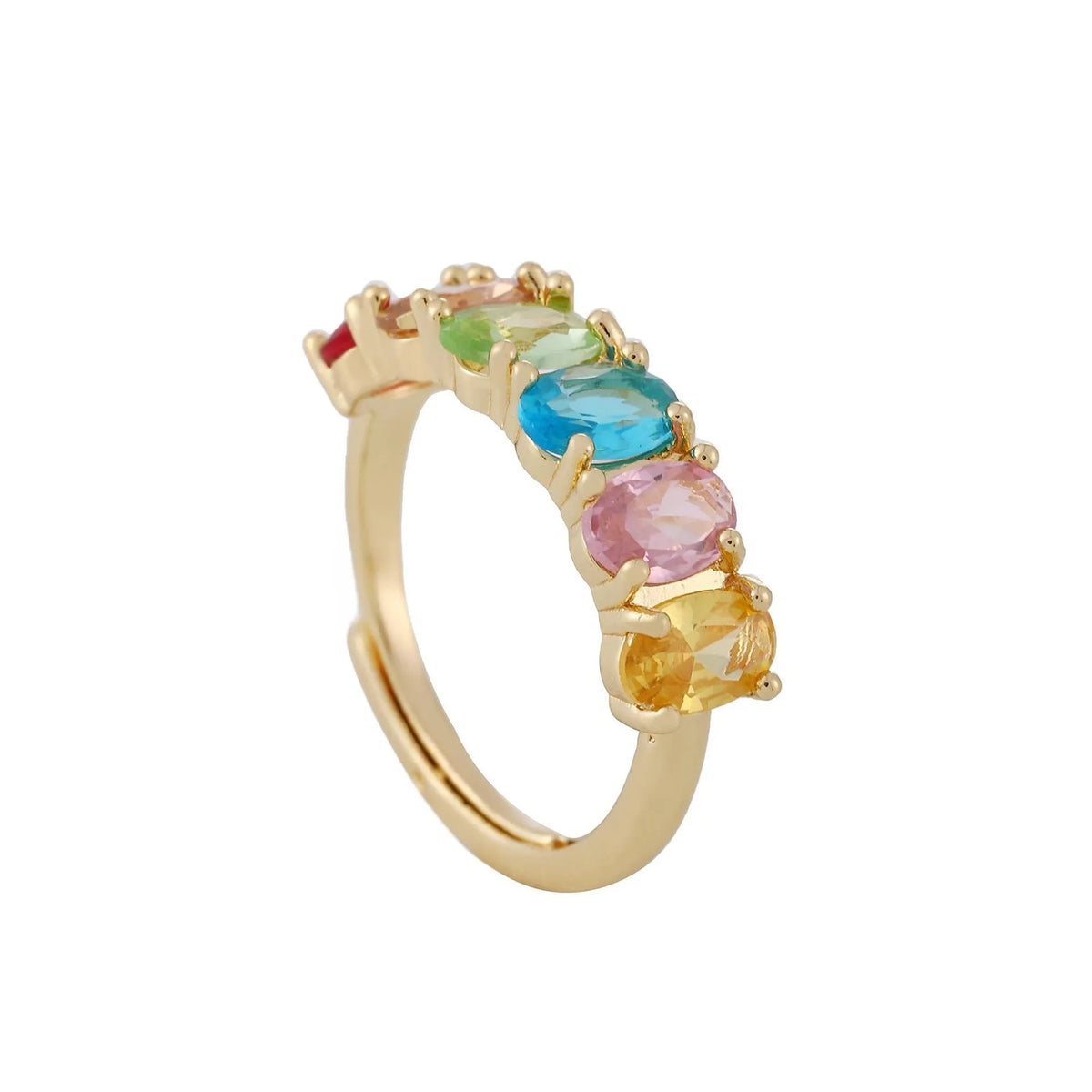 Adjustable women's zircon ring in electroplated gold colour with simple retro styling
