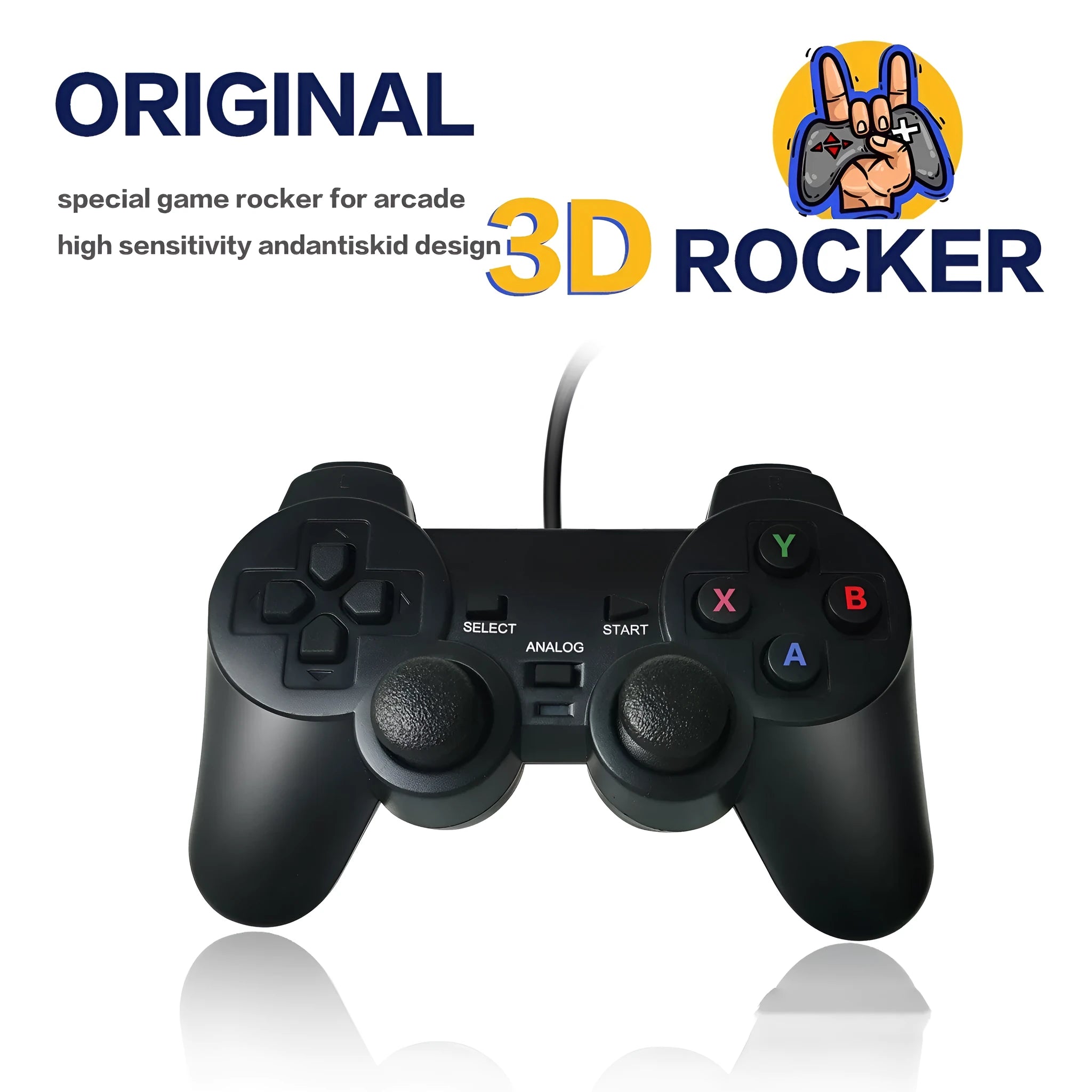 Super ConsoleX wired USB game controller with Snes handle design on black background