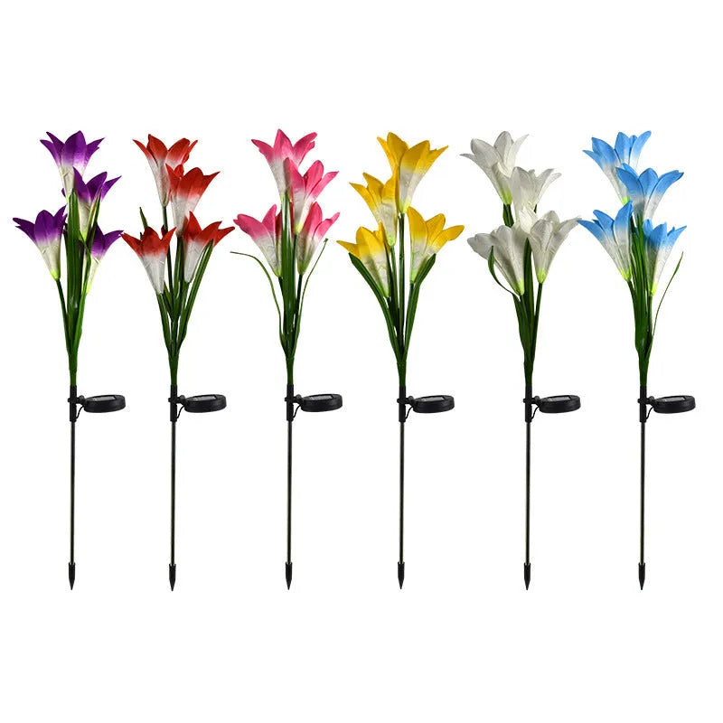Solar lily festive lantern flower shape outdoor garden light 850mm height IP65 waterproof