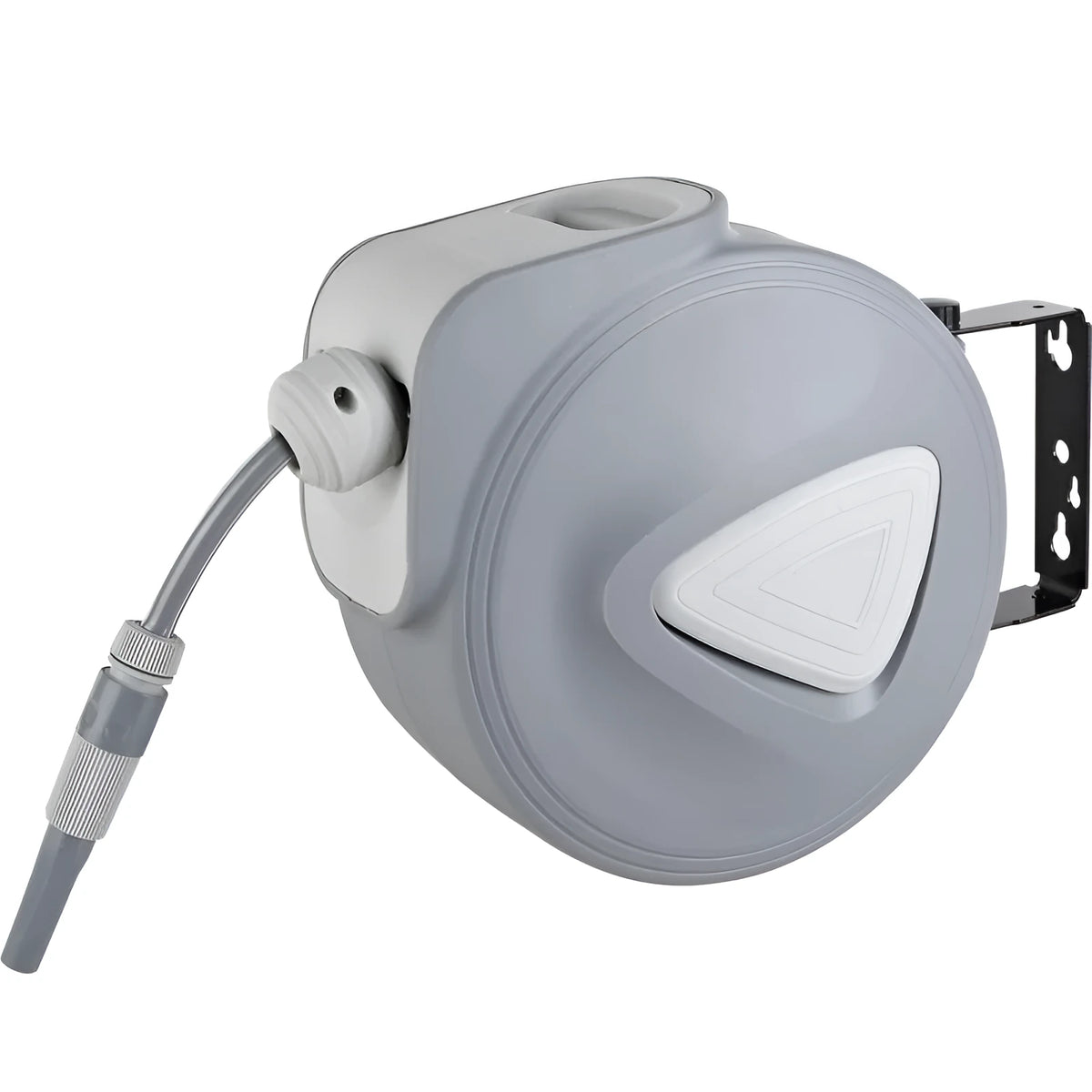 Grey automatic retractable hose reel with 10m PVC pipe for car washing and gardening