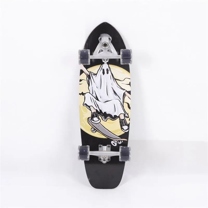 White 31-inch maple wood street scooter deck for urban transport