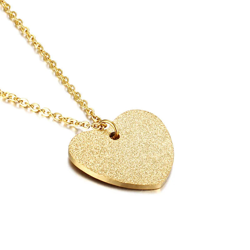 Women's titanium steel heart-shaped pendant necklace with geometric design in KN25736Z colour