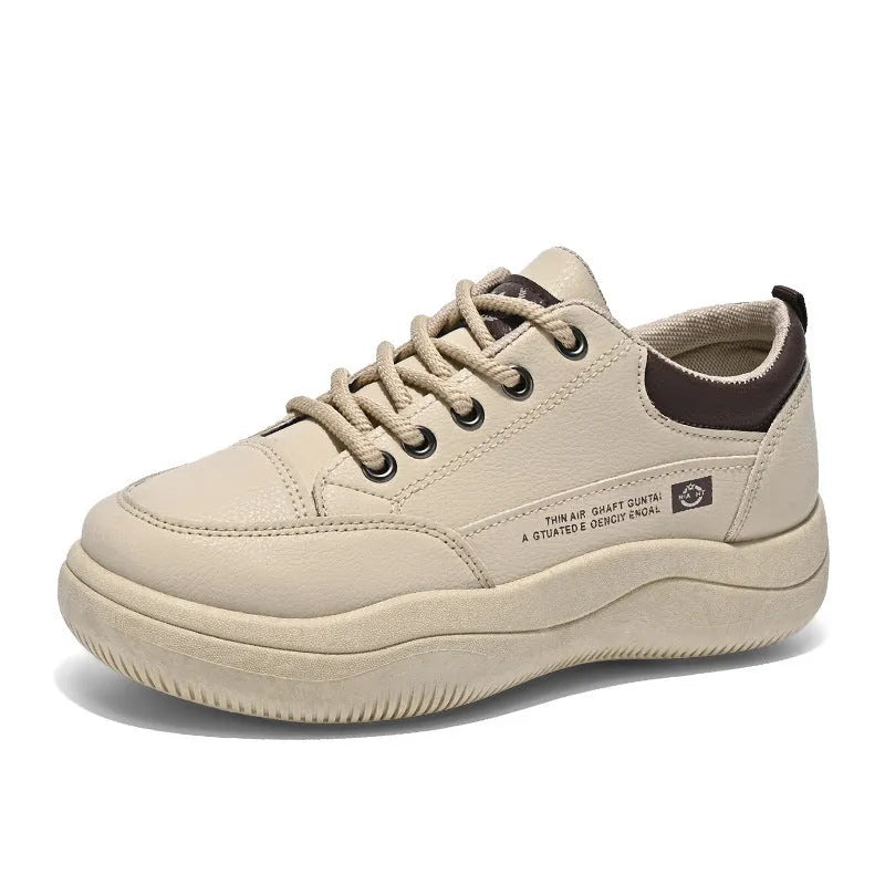 Women's white Korean-style low-top lace-up pumps with cross straps and a round toe.