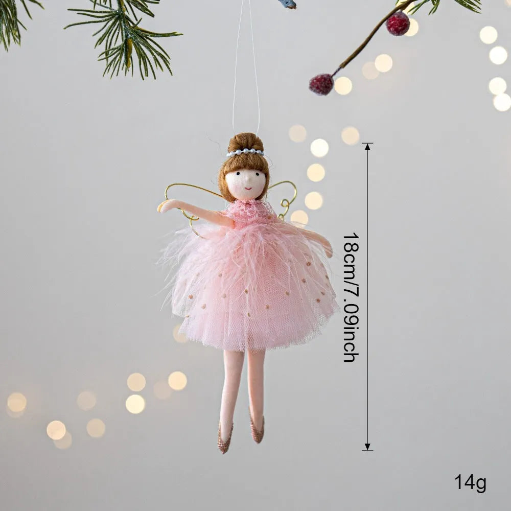Pink or white cloth ballet girl angel plush doll with hanging loop, modern simplicity design