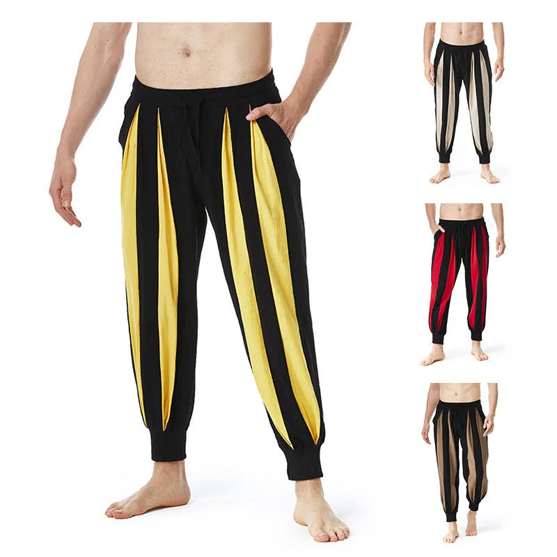 Men's straight leg casual trousers in polyester fibre available in four colours and six sizes