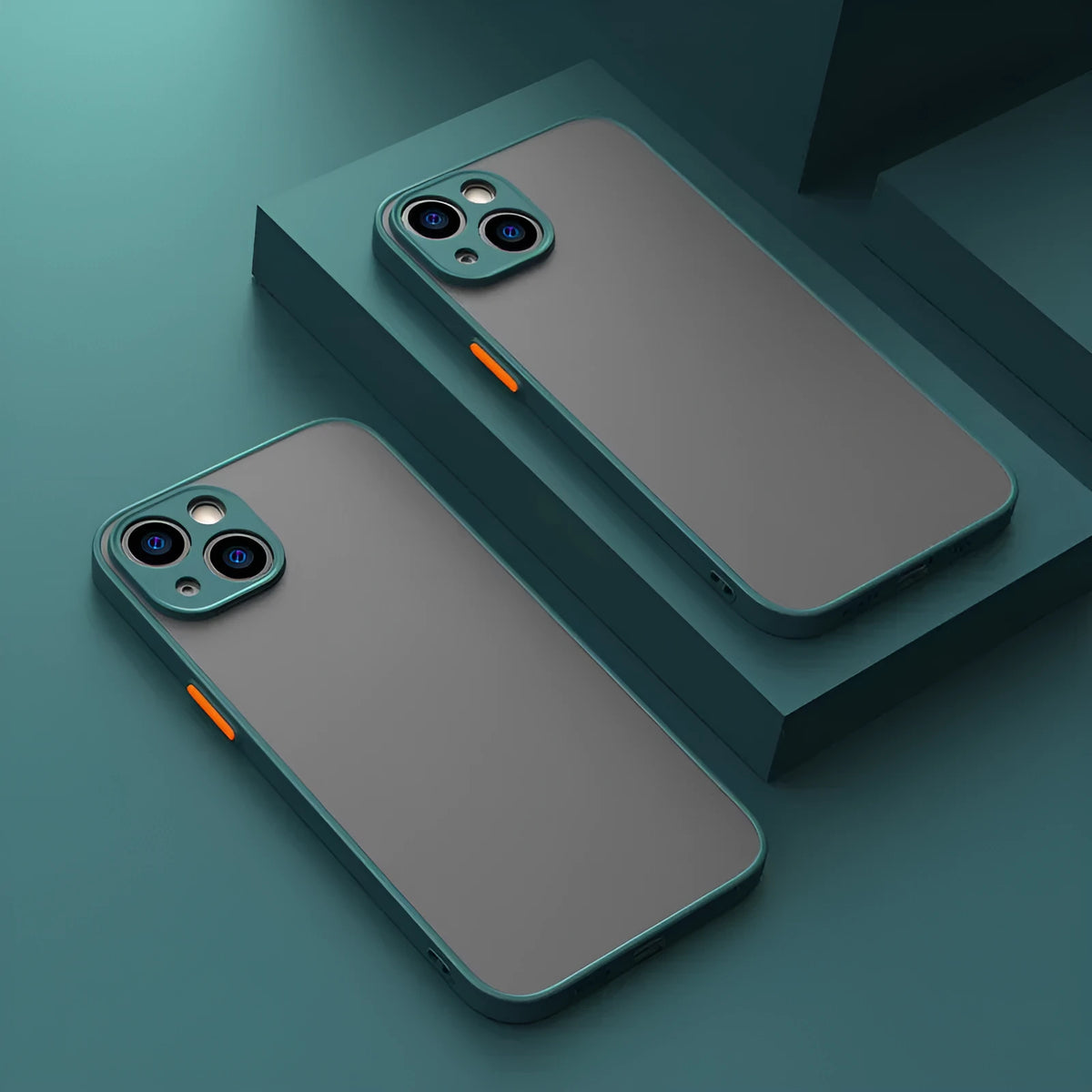 Frosted hard protective iPhone case in sea blue colour showing full lens cover and precise port cut-outs.