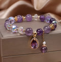 Purple amethyst crystal bracelet with micro inlay detailing for women's jewellery
