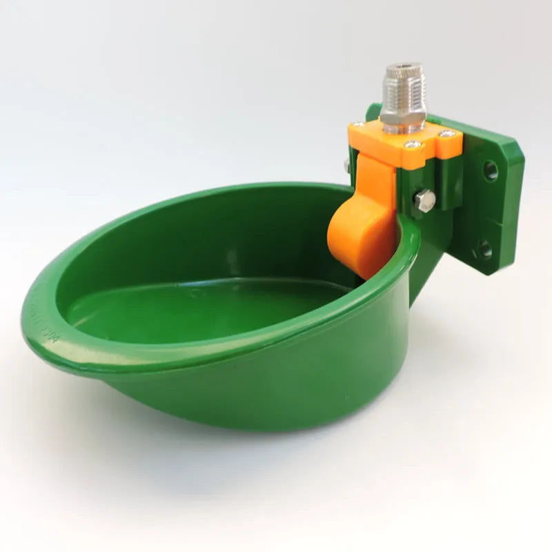 Green engineering plastic drinking bowl with water nozzle for sheep and pigs livestock watering