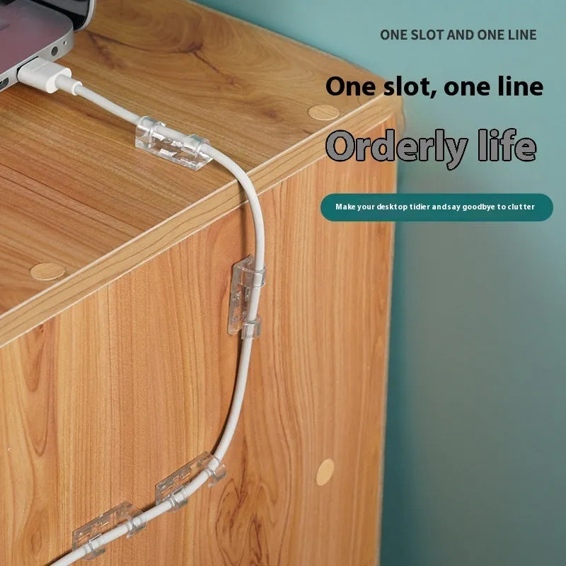 Transparent plastic self-adhesive cable management clips in small, medium, large, extra-large sizes