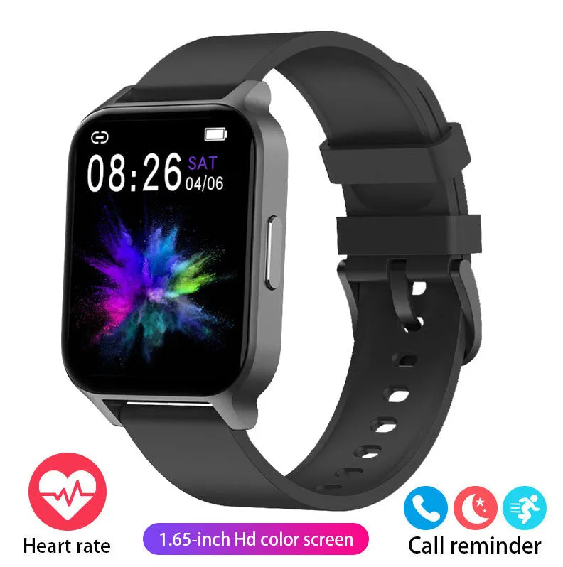 Smart colour screen health watch with black mesh strap showing heart rate monitoring display
