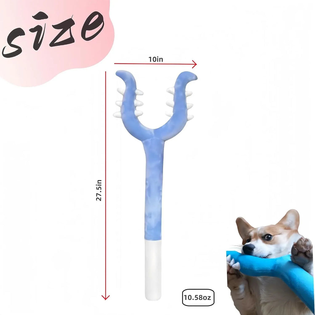 Blue plush cat wand toy with foam-filled tip on a 70cm handle