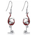 Halloween skull wine glass design earrings with zinc alloy construction and electroplated metallic finish