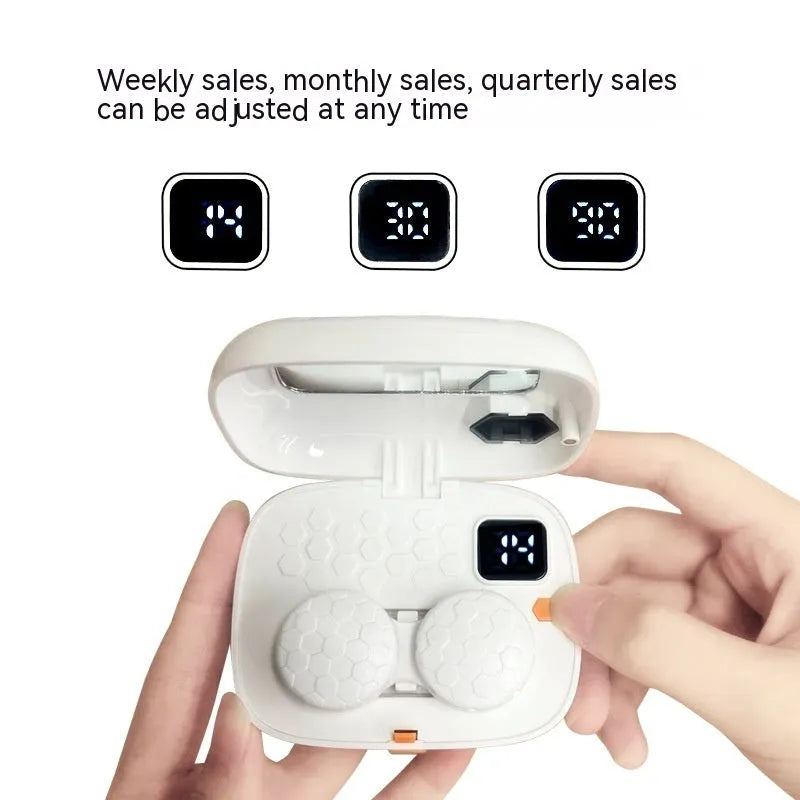Automatic electric ultrasonic cleaning machine for invisible glasses in pearl white, showing compact size