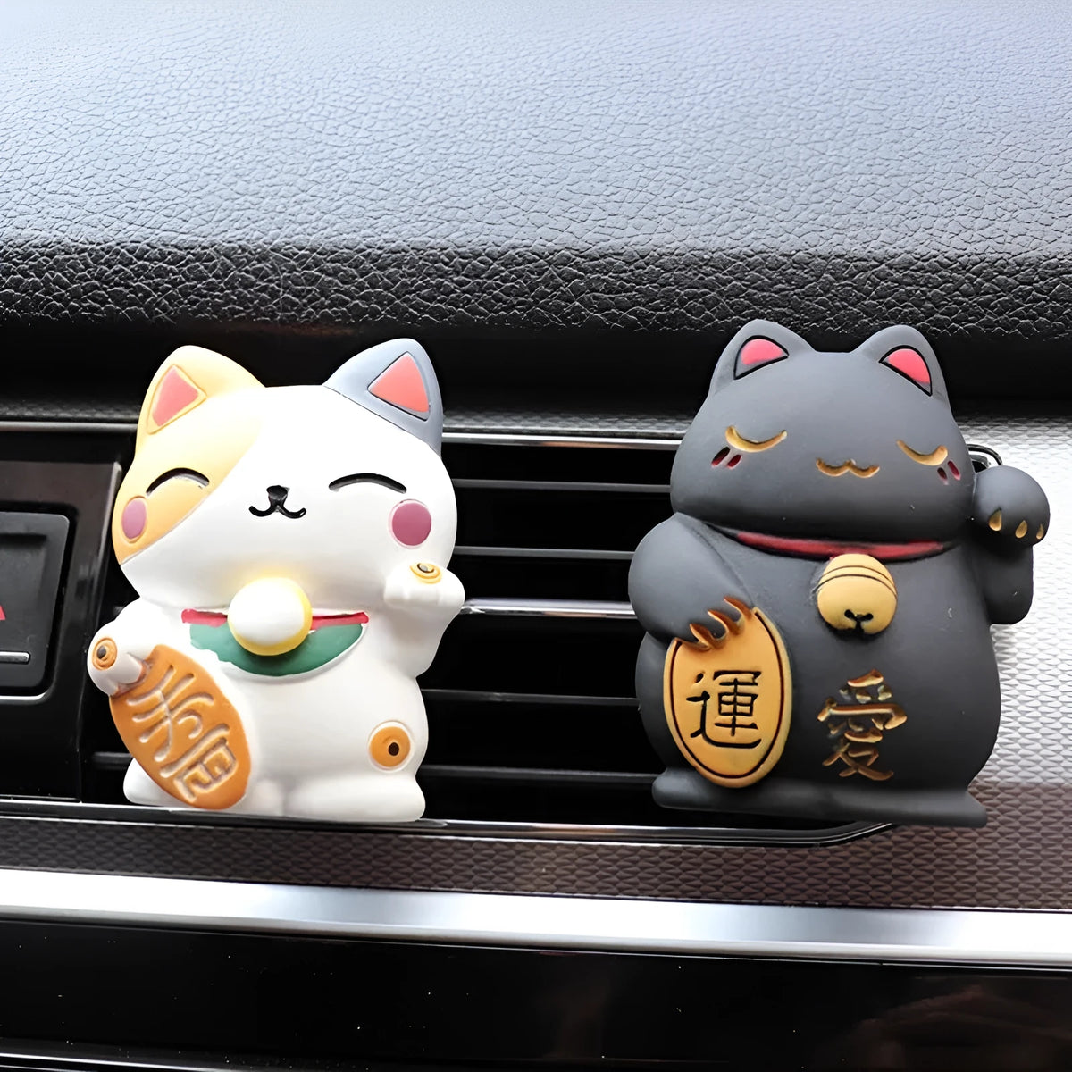 Black Cat and White Cat resin fortune cat car vent aromatherapy clip decoration