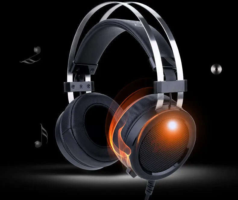 Black wired computer gaming headset with 3.5mm audio jack and 2-metre cable