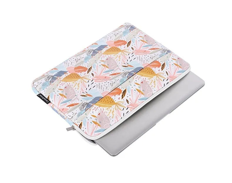 White waterproof 14 inch laptop inner bag in PU leather with shock-resistant construction