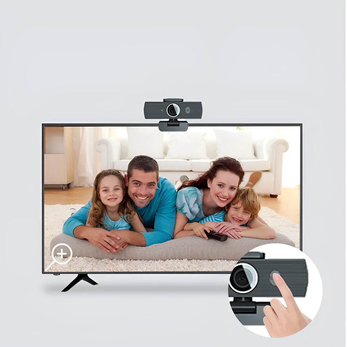 Black 8K UHD USB computer webcam with magnetic privacy cover for video conferencing