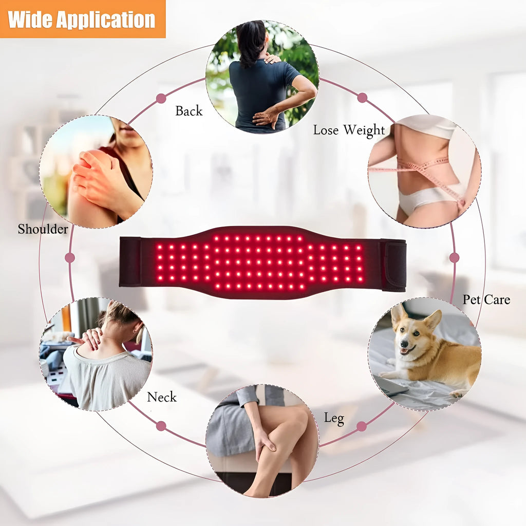 Black adjustable infrared therapy belt for waist pain relief with heat pad technology