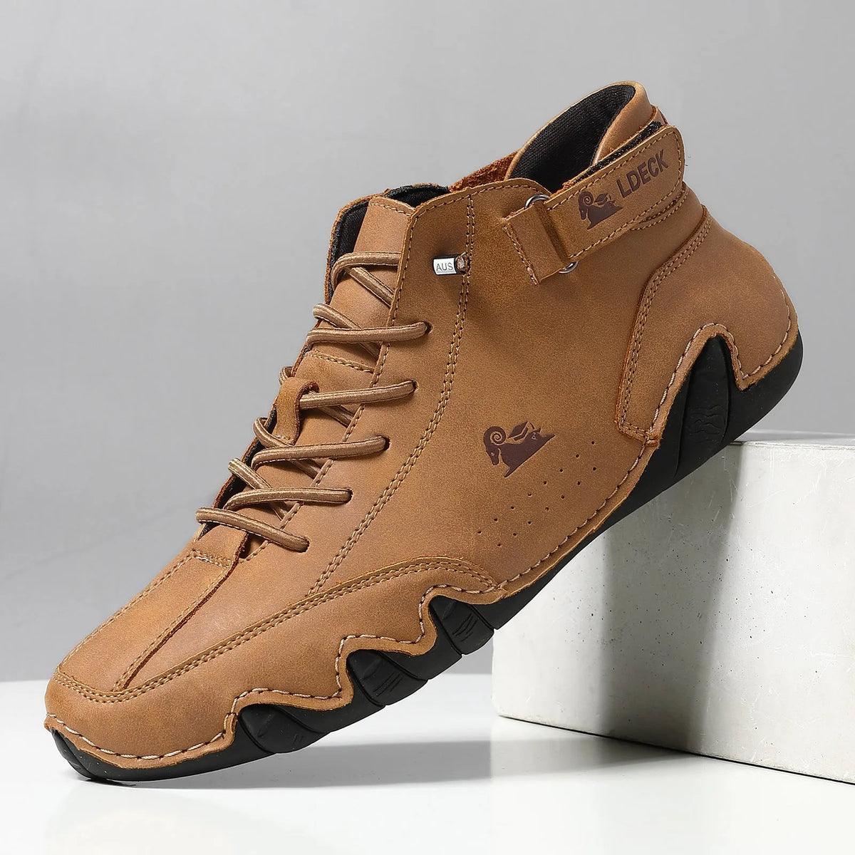 Men's high top octopus shoes in black colour with rubber sole and microfiber upper