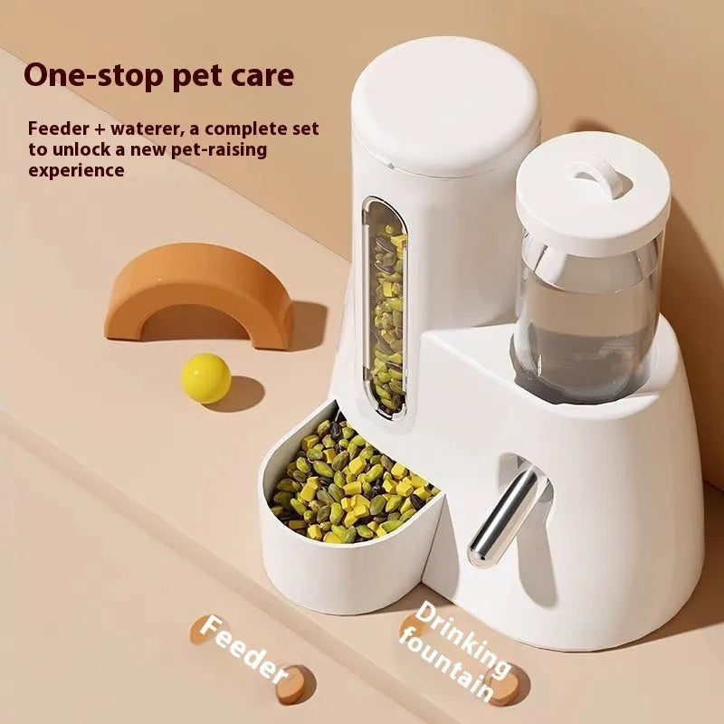 Blue automatic drinking water feeder and food basin for Djungarian hamsters mounted on cage bars