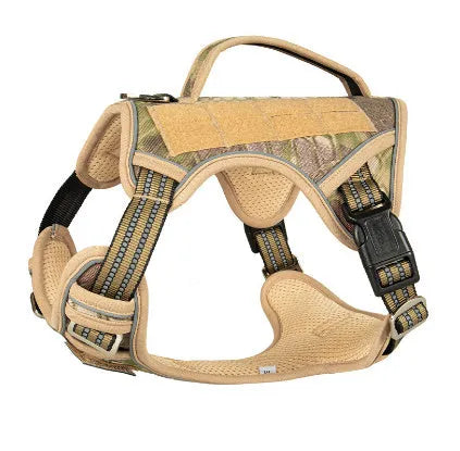 Tactical Oxford cloth chest strap for search and rescue patrol working dogs in camouflage colours
