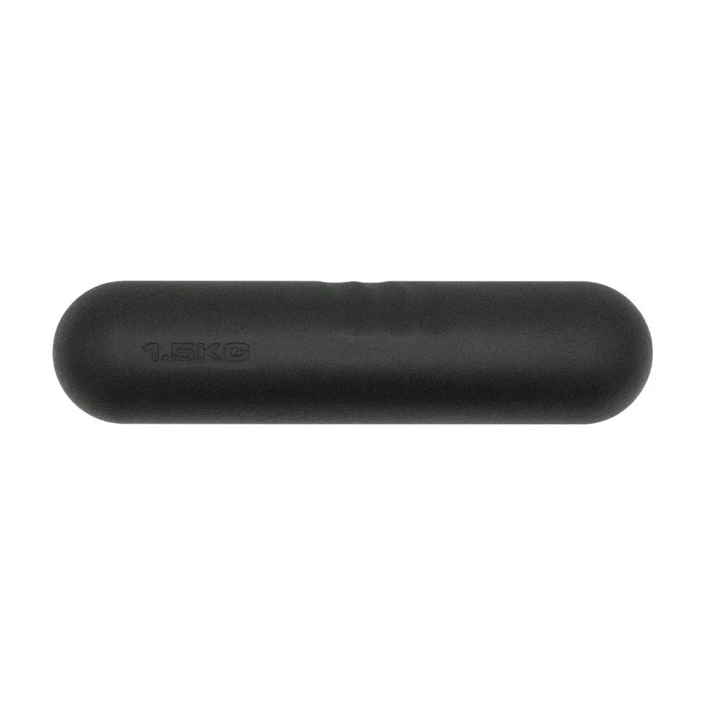 A hand-drawn silicone-edged dumbbell stick in one of six colours, shown as a single piece of fitness equipment.