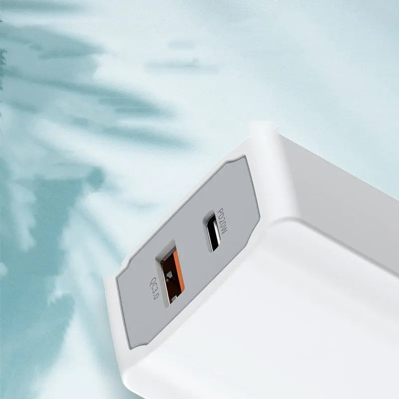 White European standard USB fast charger set with charging head and cable