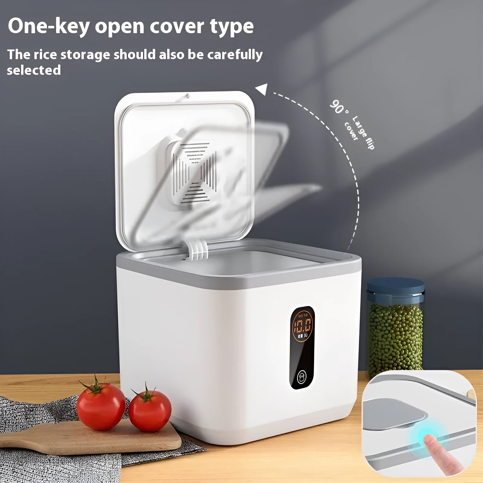 Gray sealed rice jar with insect-proof and moisture-proof lid available in 10kg 20kg and 30kg sizes
