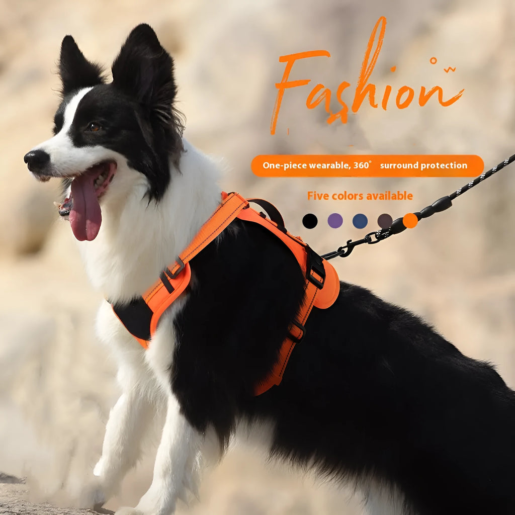 Reflective dog harness with hand holding rope and explosion-proof breast strap in various colours
