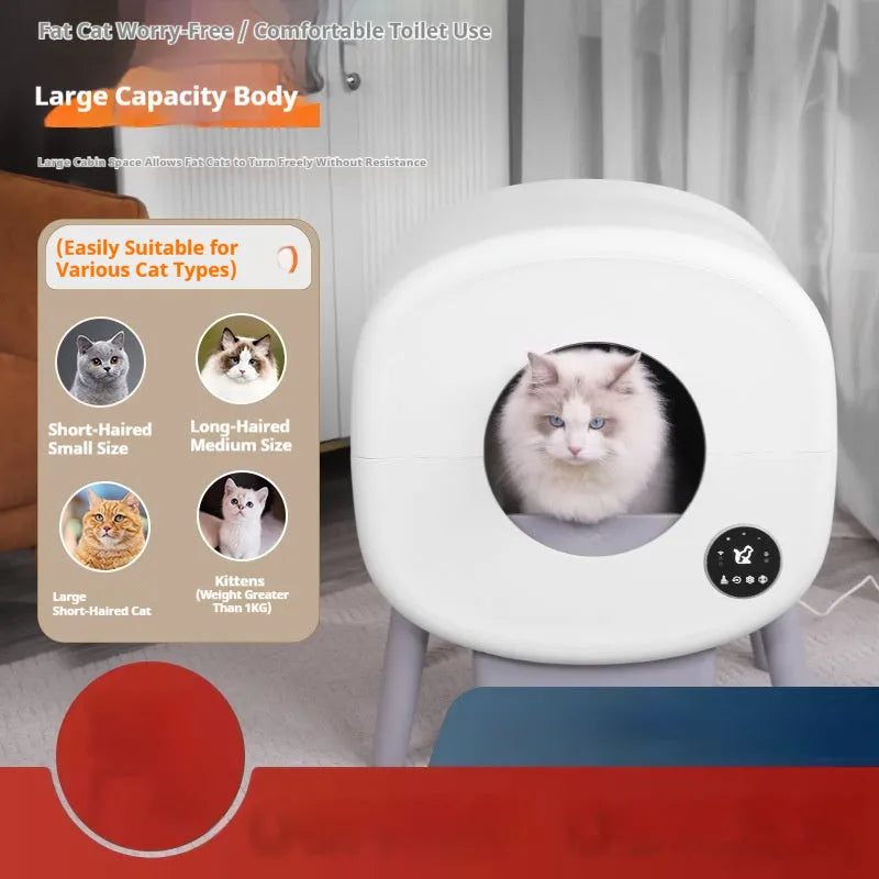 Automatic cat toilet cleaning box with ABS plastic construction showing 550mm width
