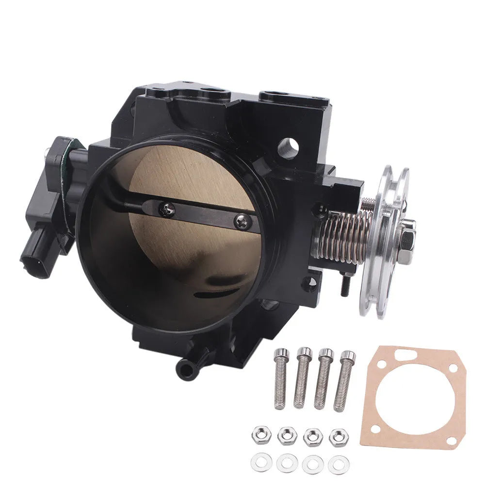Aluminium alloy throttle body for Honda K20A engine with 70mm bore in black or silver finish.