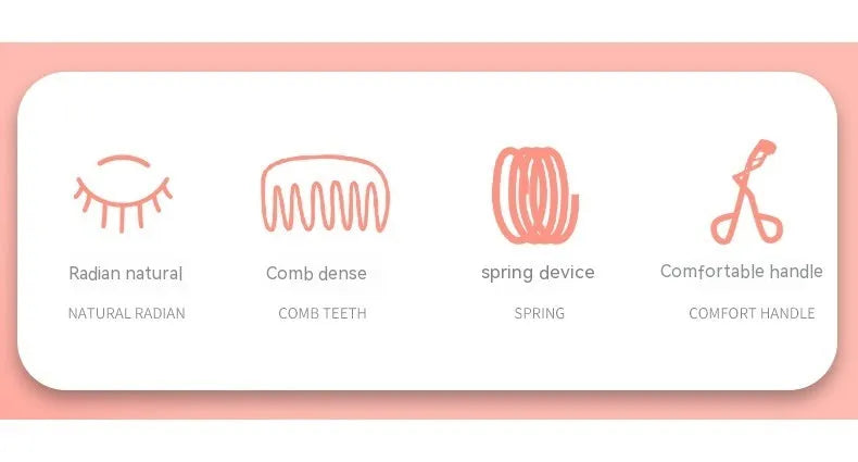 Eyelash curler with comb, 10.7cm wide angle manual beauty tool in pink or silver finish