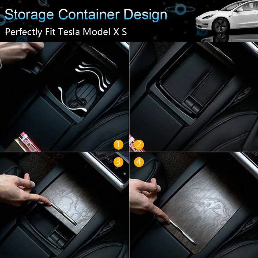 Black wireless charging storage box with fast charging for Qi compatible devices
