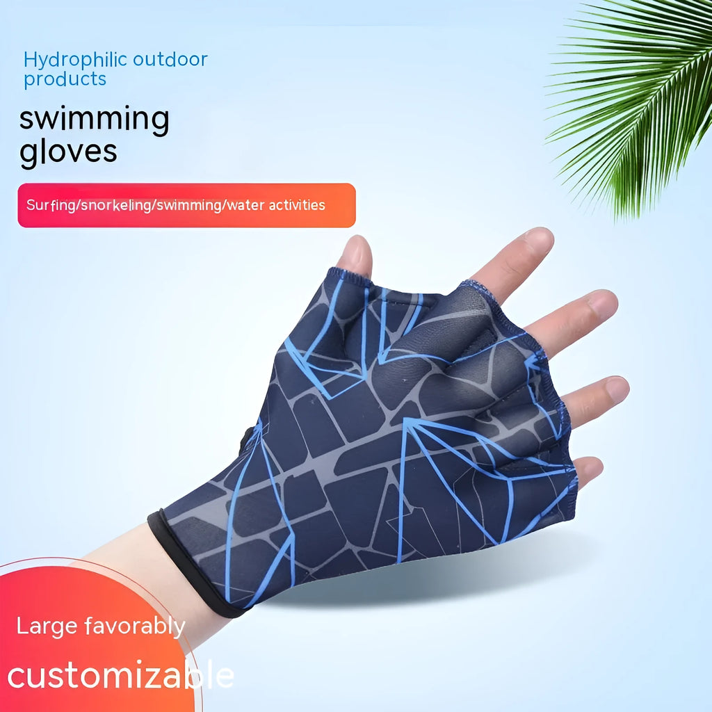 Duck feet webbed swimming gloves in nylon with colour print designs