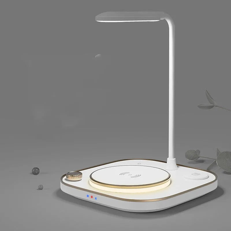 Three-in-one wireless magnetic charging desk lamp in black, green or white with 15W fast charging