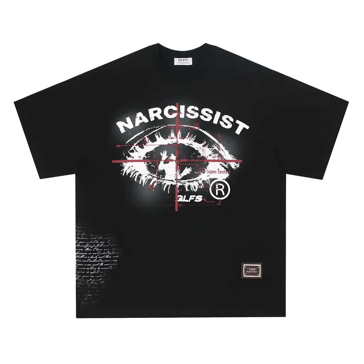 White and black pure cotton T-shirt with short sleeves and a retro Hip Hop Gothic letter pattern design.