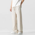 Men's bamboo fibre summer trousers in cropped straight-leg style with drawstring waistband