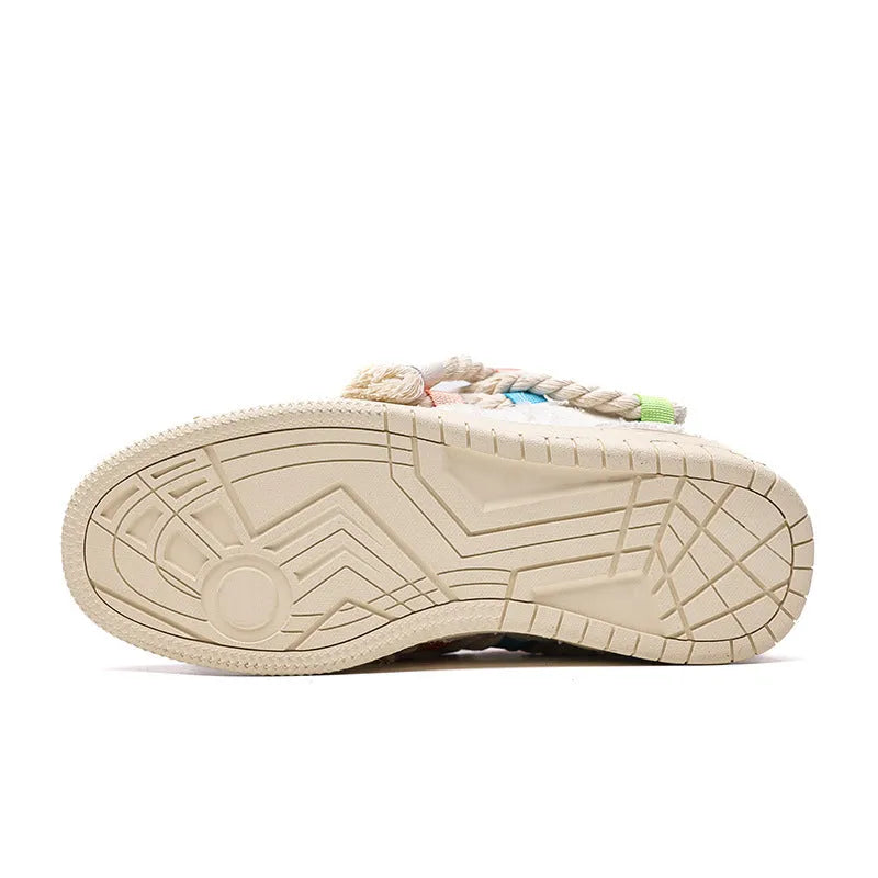 Creamy white retro skateboard shoes with vintage lace styling and low-top design