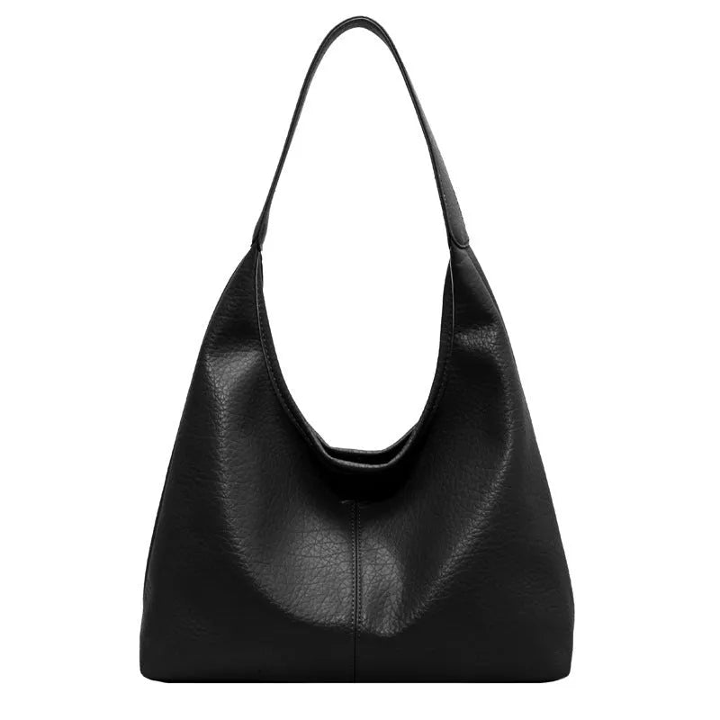 2Pcs women's large capacity PU shoulder bag set with small wallet in beige, black, apricot, brown, coffee, or khaki