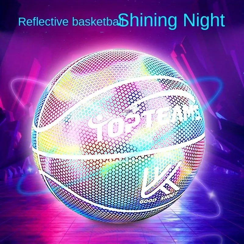 Holographic reflective fluorescent basketball No. 7 size in chroma colour