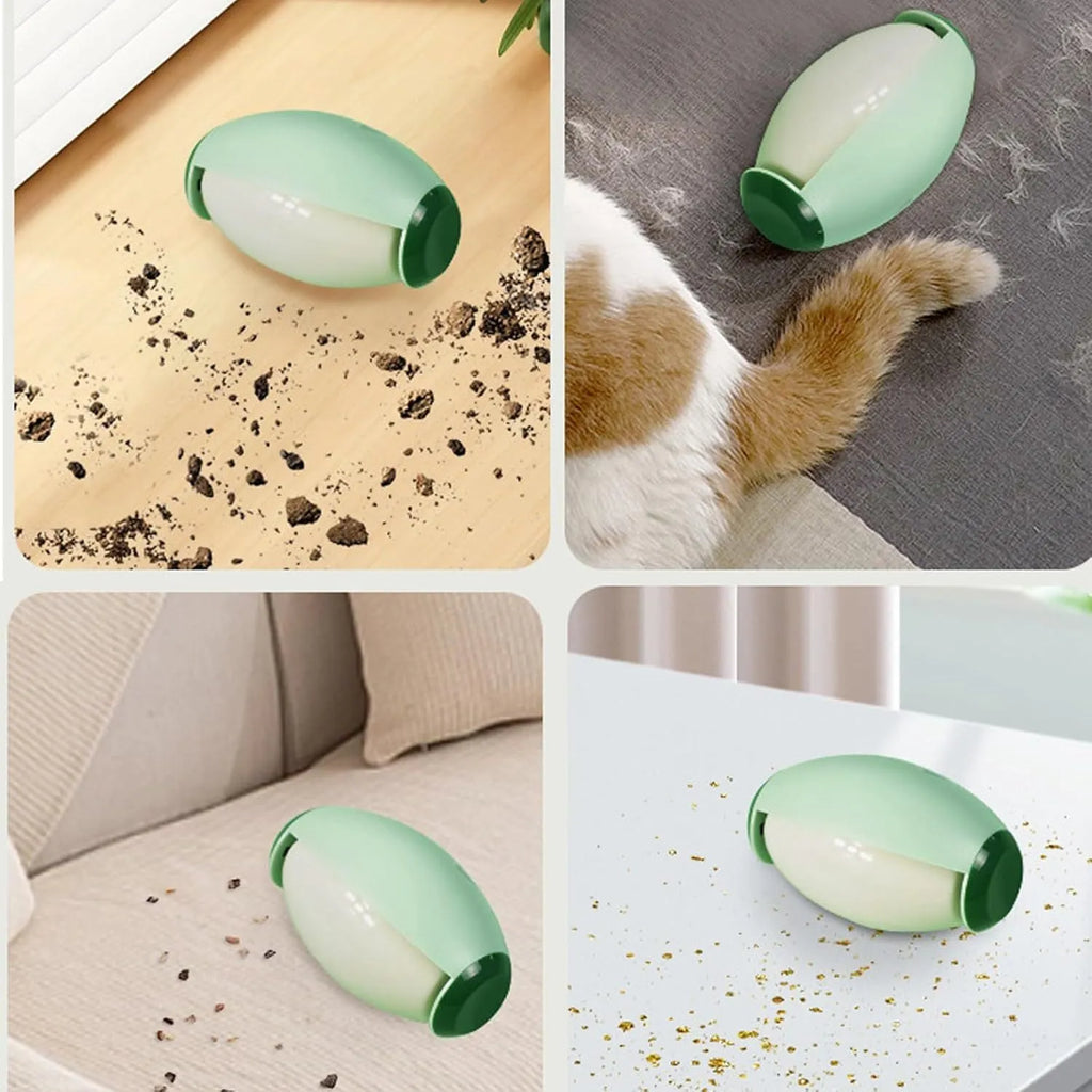 Green reusable gel lint roller ball for pet hair removal on fabric