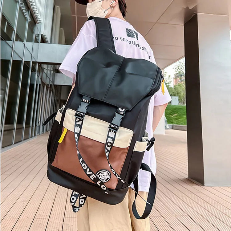 Oxford cloth backpack in black green or red with 32cm width and 17cm depth for students