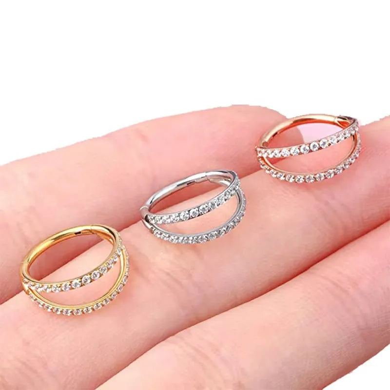 G23 titanium alloy nose ring earring in steel colour, showing a circular ring design for body piercing.