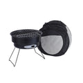 Small folding round ice stove with mesh grill and furnace legs for outdoor barbecue