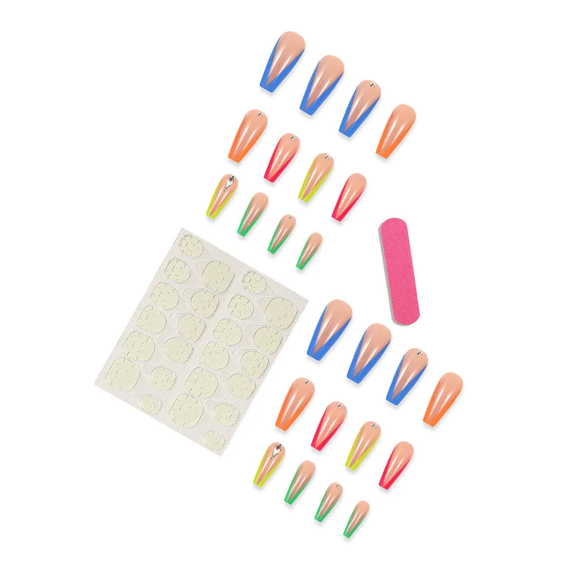 Cartoon Love Cross Heart design on diamond colour French artificial nail tips with jelly glue and file kit.