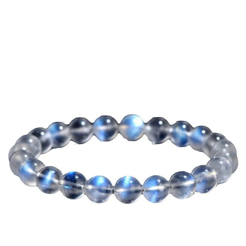 Natural cream blue moonlight crystal bracelet showing grinding process finish and simplicity style