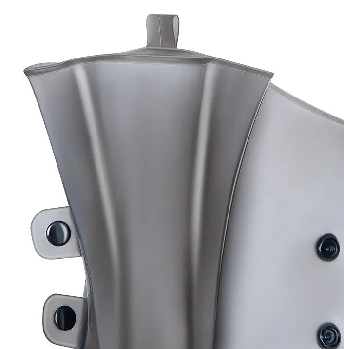 White high-top PVC reusable waterproof shoe cover shown on a foot, with size chart for S to 3XL.